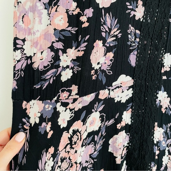 Lola P. Black Lace Floral High Low Maxi Dress Size S - Picture 4 of 11